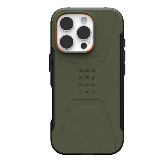 UAG Civilian MagSafe Apple iPhone 16 Pro (6.3 ft) Rugged Case - Olive Drab (114444117272), 20ft. Drop Protection (6M),Tactical Grip, 10 Years Warranty