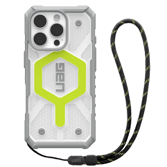 UAG Pathfinder Clear MagSafe Apple iPhone 16 Pro (6.3 ft) Rugged Case  Black Neon Lanyard - Active Neon (1144641BV01), 10 Years Warranty