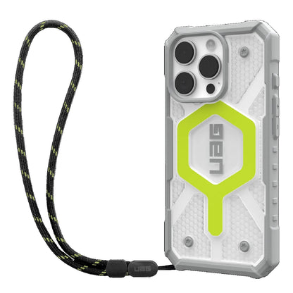 UAG Pathfinder Clear MagSafe Apple iPhone 16 Pro (6.3 ft) Rugged Case  Black Neon Lanyard - Active Neon (1144641BV01), 10 Years Warranty