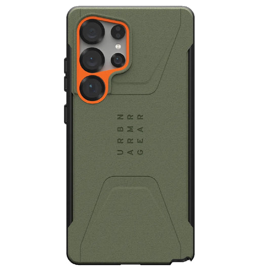 UAG Civilian Magnetic Samsung Galaxy S25 Ultra 5G (6.9 ft) Rugged Case - Olive Drab Orange (214473117297), 20ft. Drop Protection (6M), 10 Years Warranty