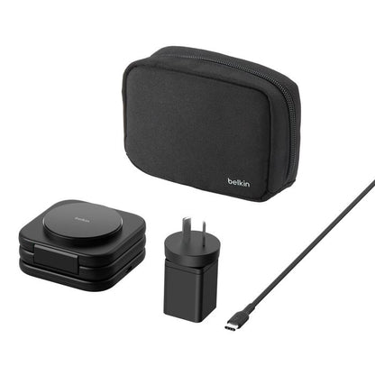 Belkin BoostcCharge Pro 3-in-1 Magnetic Wireless Travel Pad 15W With Qi2 - Black(WIZ024auBK),36W USB-C PSU,1.5m USB-C to USB-C Cable,2 Years Warranty