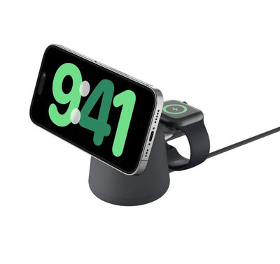 Belkin BoostCharge Pro 2-in-1 Wireless Charging Dock 15W With Qi2 - Black (WIZ027auH36), 30W USB-C PSU, 1.5m With USB-C Cable, 2 Years Warranty