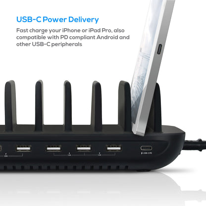 mbeat Gorilla Power 60W 7 Port USB-C  USB Charging Station 6 USB-A 1 USB-C PD Output Power: Total 60W Product Weight: 0.66kg