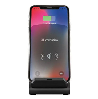 (LS)Verbatim Wireless Charging Stand 10W - Mobile Devices, Android, IOS, Apple, Samsung, Oppo, Nokia, Sony. Black, Qi Charge, OCP, FOD, OTP, OVP
