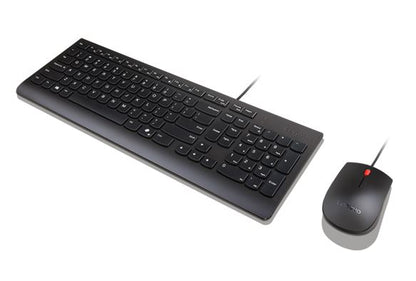 Lenovo Universal USB Keyboard Mouse Combo  Adjustable Tilt Leg Spill Resistant Copilot Keyboard 1600 DPI Optical Sensor Mouse Plug  Play Black