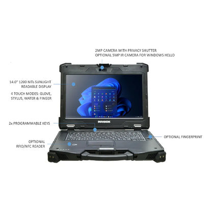 DURABOOK Z14I, 14 ft FHD, Intel Core Ultra 5 125U, Windows 11, 16GB RAM, 512GB PCIe SSD,Wi-Fi 7, Bluetooth v5.4, 2MP Front Camera, Multi-Carrier 4G LT