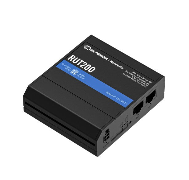 Teltonika RUT200 Industrial Cellular Router, WAN Failover, Compact and Reliable Industrial 4G LTE Router Firewall, PSU included