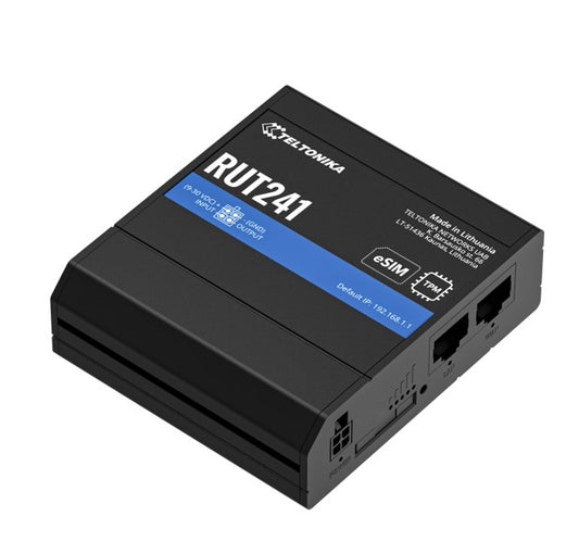 Teltonika RUT241 eSIM Industrial 4G Router,Global Version, Instant LTE Failover, Compact and Powerful Industrial 4G LTE Router Firewall, PSU included