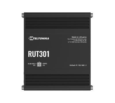Teltonika RUT301 Industrial Ethernet Router, Rugged Industrial Ethernet Router, 5 Ethernet Ports, 2 Configurable Digital Inputs Outputs, PSU included