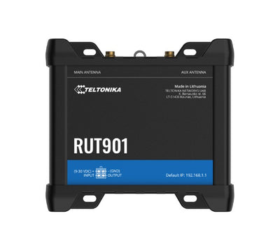 Teltonika RUT901 Industrial Cellular Router, 4G LTE (Cat 4), Dual SIM, Wi-Fi, MQTT, Modbus TCP, DNP3, PSU included