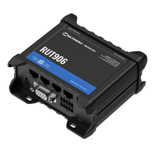 Teltonika RUT906 Industrial Cellular Router, Dual-SIM Cellular 4G LTE, WAN Failover, with 4x Ethernet Ports, PSU included