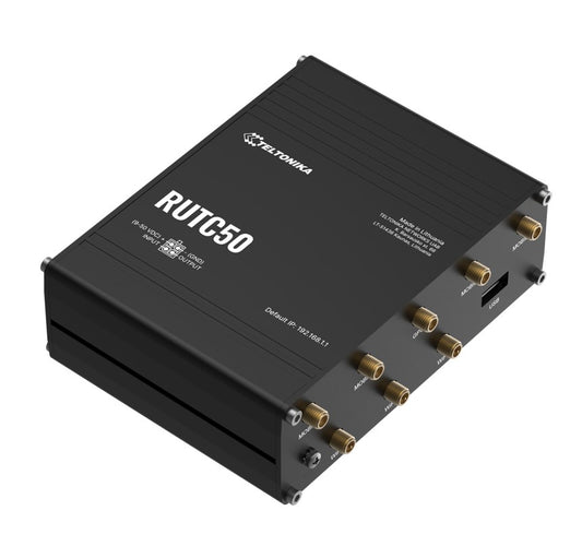 Teltonika RUTC50 5G Ultra-high Cellular, Dual-Band Wi-Fi 6 with Multi-User MIMO, Dual SIM, Ultra-high cellular speeds of up to 3.4 Gbps, PSU included