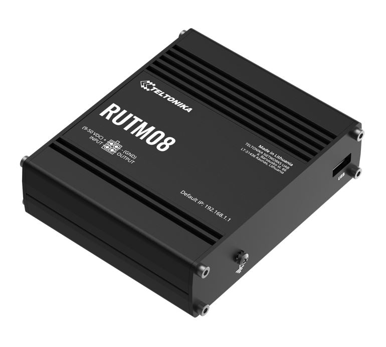 Teltonika RUTM08 Industrial Wired Router, 4 Gigabit RJ45 Ports,128 tag port-based VLANs, PSU included