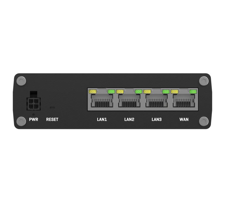 Teltonika RUTM08 Industrial Wired Router, 4 Gigabit RJ45 Ports,128 tag port-based VLANs, PSU included