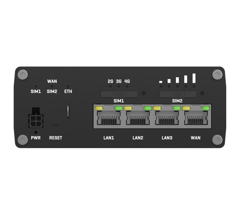 Teltonika RUTM09 wireless 4G LTE, 2 SIM cards, 4 x RJ45 ports, 10 100 1000 Mbps, PSU included