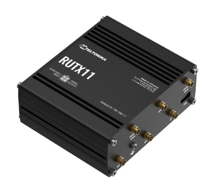 Teltonika RUTX11 Industrial Cellular Router, 4G LTE CAT 6, Dual SIM with auto failover, Backup WAN, Dual Band WiFi, Bluetooth LE, PSU included