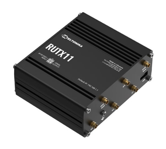 Teltonika RUTX11 Industrial Cellular Router, 4G LTE CAT 6, Dual SIM with auto failover, Backup WAN, Dual Band WiFi, Bluetooth LE, PSU included