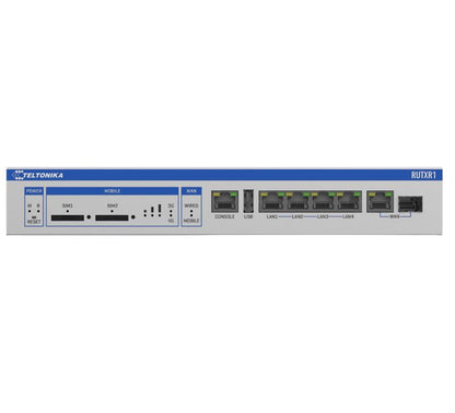 Teltonika RUTXR1 Enterprise Rack-mount SFP LTE Router, 5x Gigabit Ethernet Ports, Dual Sim Failover, Redundant Power Supplies, PSU included