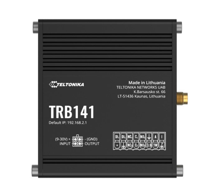 Teltonika TRB141 Industrial Rugged GPIO LTE Gateway, 4G LTE (Cat 1), I O Connector Block, Micro-USB, Compatible with Industrial DNP3, PSU included