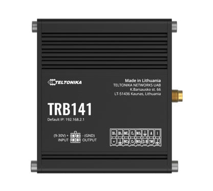 Teltonika TRB141 Industrial Rugged GPIO LTE Gateway, 4G LTE (Cat 1), I O Connector Block, Micro-USB, Compatible with Industrial DNP3, PSU included