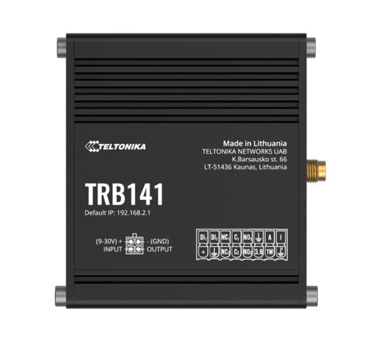 Teltonika TRB141 Industrial Rugged GPIO LTE Gateway, 4G LTE (Cat 1), I O Connector Block, Micro-USB, Compatible with Industrial DNP3, PSU included