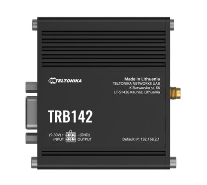 Teltonika TRB142 Industrial Rugged LTE RS232 Gateway, 4G LTE (Cat 1), Equipped with RS232, Compatible with Industrial DNP3, PSU included
