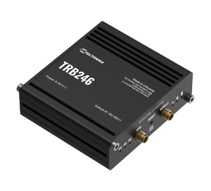 Teltonika TRB246 Industrial IoT Gateway, 4G LTE(Cat 4), Dual SIM, Auto-Failover, Backup WAN, Supports DNP3, DLMS, Modbus, PSU excluded