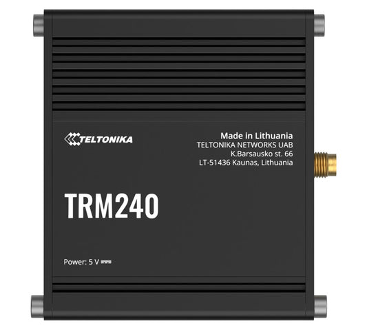 Teltonika TRM240 Industrial Cellular Modem, 4G LTE (Cat 1), USB LTE Cat 1 Modem with a Rugged Housing and External Antenna Connector, PSU excluded