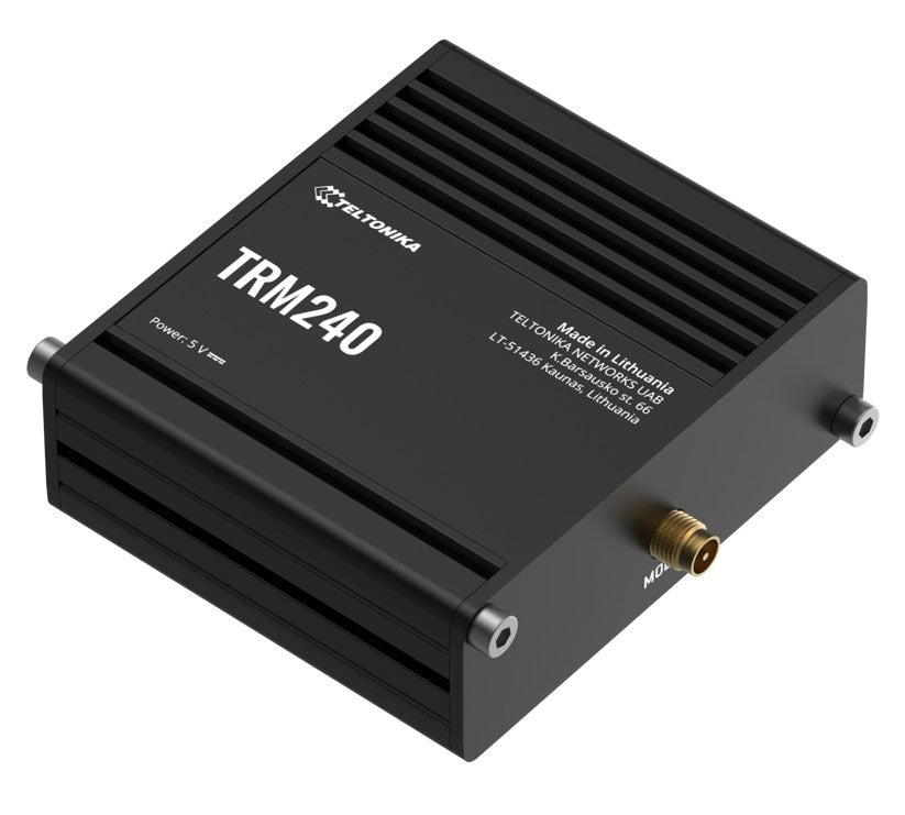 Teltonika TRM240 Industrial Cellular Modem, 4G LTE (Cat 1), USB LTE Cat 1 Modem with a Rugged Housing and External Antenna Connector, PSU excluded