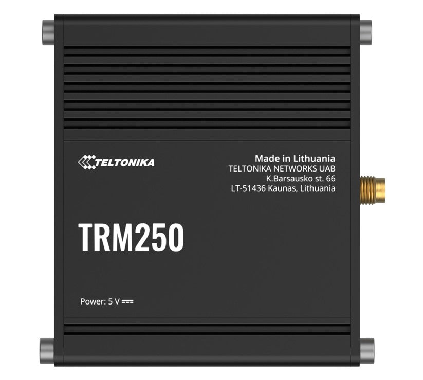 Teltonika TRM250 Industrial Cellular Modem, 4G LTE (Cat M1), NB-IoT, Small Size, USB Interface for Internet Access, External Antenna, PSU excluded