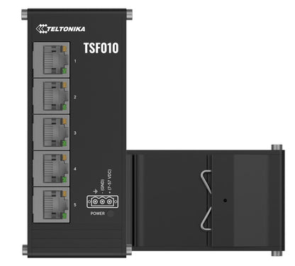 Teltonika TSF010 Flat Ethernet Switch, 3-Pin Power Input, Flat and Compact Design, Plug-and-Play, 7-57 VDC, PSU excluded