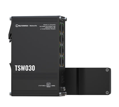 Teltonika TSW030 8-PORT ETHERNET SWITCH, 2-PIN Power Input, 10 100 Mbps,Integreated DIN Rail (PlugPlay Deployment), Supports auto MDI MDIX crossover