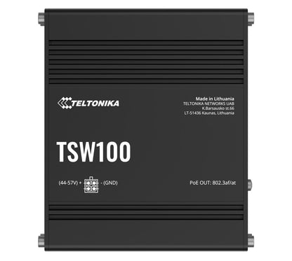 Teltonika TSW100 Industrial POE Ethernet Switch, 4 x PoE Ports, Power Up to 120W, 5 x Gigabit Ethernet with speeds up to 1000 Mbps, PSU included