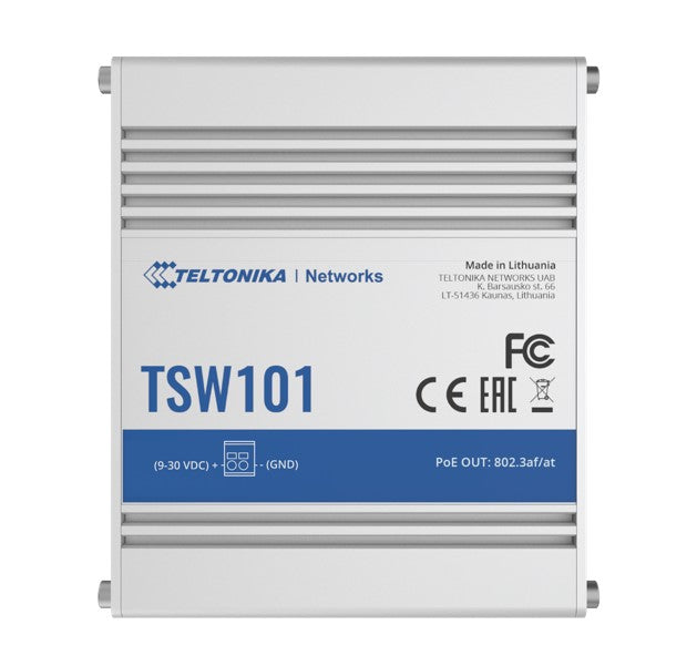 Teltonika TSW101 Automotive POE Switch, 4x PoE Ports, 5 x Gigabit Ethernet Ports with speeds of up to 1000 Mbps, PSU excluded