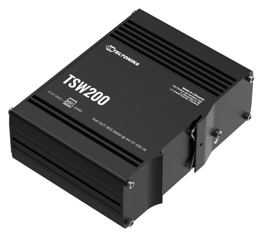 Teltonika TSW200 Industrial PoE Ethernet Switch, 2x SFP Ports, 8x PoE Ports with speeds up to 1000 Mbps, Power Up to 240 W, PSU excluded