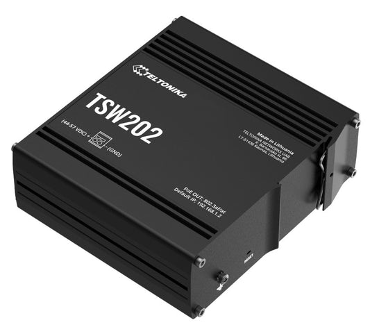 Teltonika TSW202 Managed PoE Ethernet Switch, Supports Profinet, 2 SFP Ports, 8 Gigabit Ethernet Ports Providing 30W of Power Each, PSU excluded