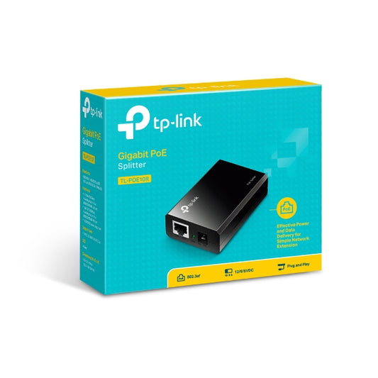 TP-Link POE10R Omada PoE Splitter 2xGbE Gigabit RJ45 Port Power Over Ethernet Adapter carry Power  Data over 100m Plug  Play