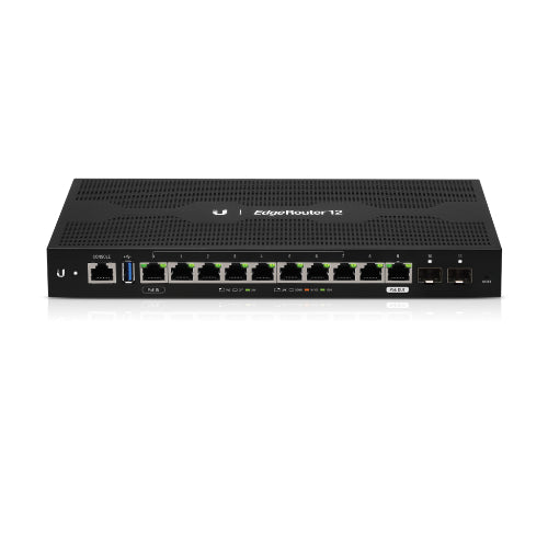 Ubiquiti EdgeRouter 12 - 10-Port Gigabit Router, 2 SFP Ports- 24v Passive PoE In and Out (Limited) - 1GHz Quad Core Processor - 1GB RAM,