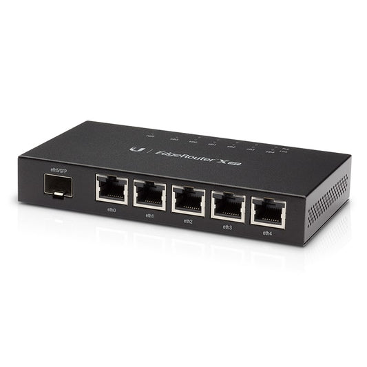 Ubiquiti EdgeRoute Advanced Gigabit Ethernet Router - Compact Powerful Router Sporting,5 Gigabit RJ45 Ports Passive PoE Support SFP,