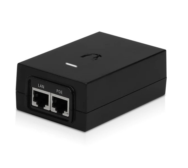Ubiquiti POE Injector, 24V DC, 30W, Gigabit Ethernet, Black, Surge and Clamping Protection, Maximum Surge Discharge