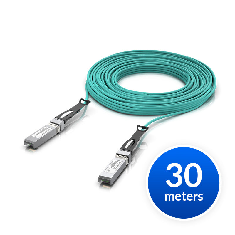Ubiquiti 25 Gbps Long-Range DAC, Long-range SFP28, 30m Length, Support 25 10 1 Gbps, PVC Cable Jacket, Aqua Color