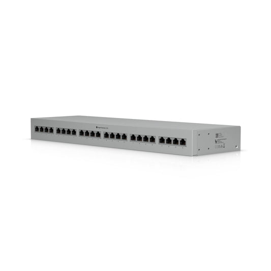 Ubiquiti Ethernet Surge Protection,Rack-mount Indoor Panel Supports Up To 10 GbE, PoE, 20kA Surge Discharge Port,24-port Integrated,1U Rack-mount