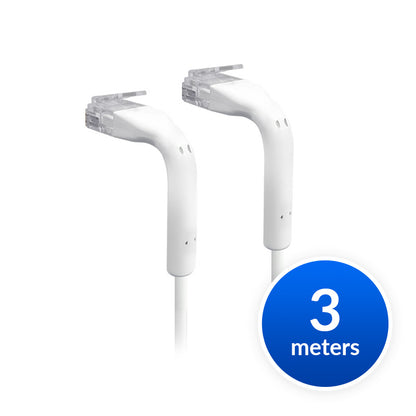 Ubiquiti UniFi Patch Cable Single Unit, 3m, White, End Bendable to 90 Degree, RJ45 Ethernet Cable, Cat6, Ultra-Thin 3mm Diameter