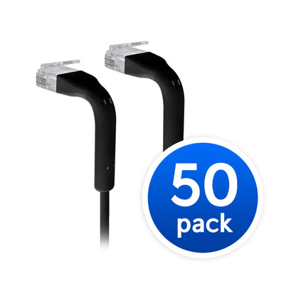 Ubiquiti UniFi Patch Cable, 50-Pack, Reduced Packaging (Low Plastic), Length 0.1m, BLACK, Both End Bendable to 90 Degree, RJ45 Cat6