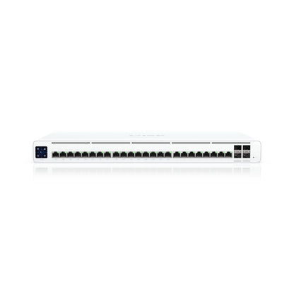 Ubiquiti UISP Switch Professional, 24 GbE RJ45 ports, 16 with 27V Passive PoE Output,  4 10G SFP ports, Color Touchscreen,