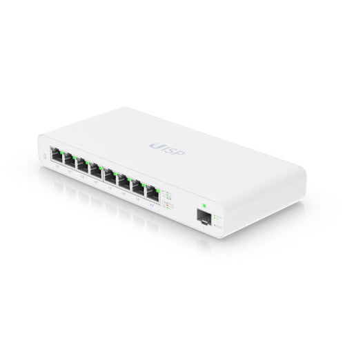 Ubiquiti UISP Switch, 8-Port GbE Switch w  27V Passive PoE, For MicroPoP Applications, 110W PoE Budget, Fanless, Layer 2 Switching,