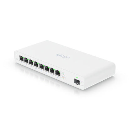 Ubiquiti UISP Switch, 8-Port GbE Switch w  27V Passive PoE, For MicroPoP Applications, 110W PoE Budget, Fanless, Layer 2 Switching,