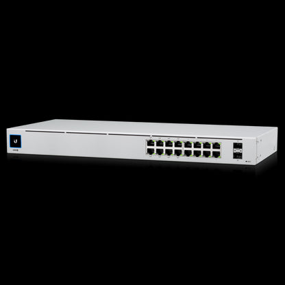 Ubiquiti UniFi 16-port Managed Gigabit Switch - 8x PoE Ports, 8x Gigabit Ethernet Ports, 2x SFP , 42W, Touch Display, Fanless , GEN2,