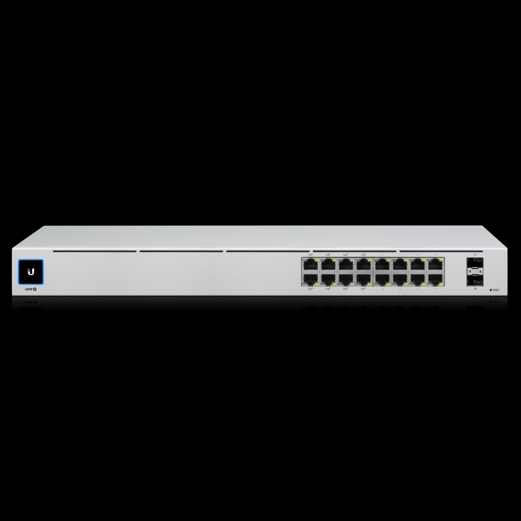 Ubiquiti UniFi 16-port Managed Gigabit Switch - 8x PoE Ports, 8x Gigabit Ethernet Ports, 2x SFP , 42W, Touch Display, Fanless , GEN2,