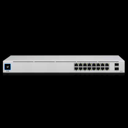 Ubiquiti UniFi 16-port Managed Gigabit Switch - 8x PoE Ports, 8x Gigabit Ethernet Ports, 2x SFP , 42W, Touch Display, Fanless , GEN2,
